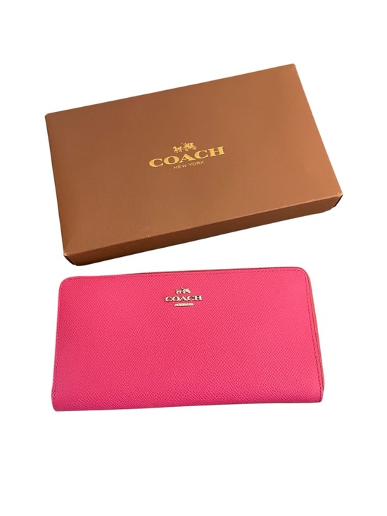 Coach Handbags - Coach Accordion Zip Wallet Crossgrain Leather Dahlia Pink Silver Hardware